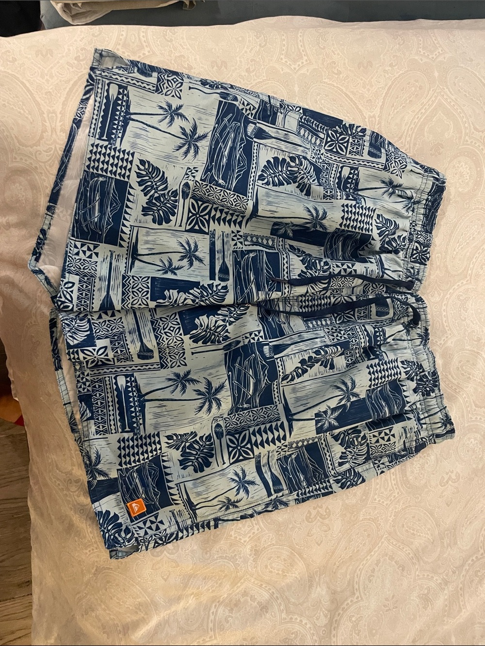 Quiksilver Men's Navy and White Tropical Swim Trunks
